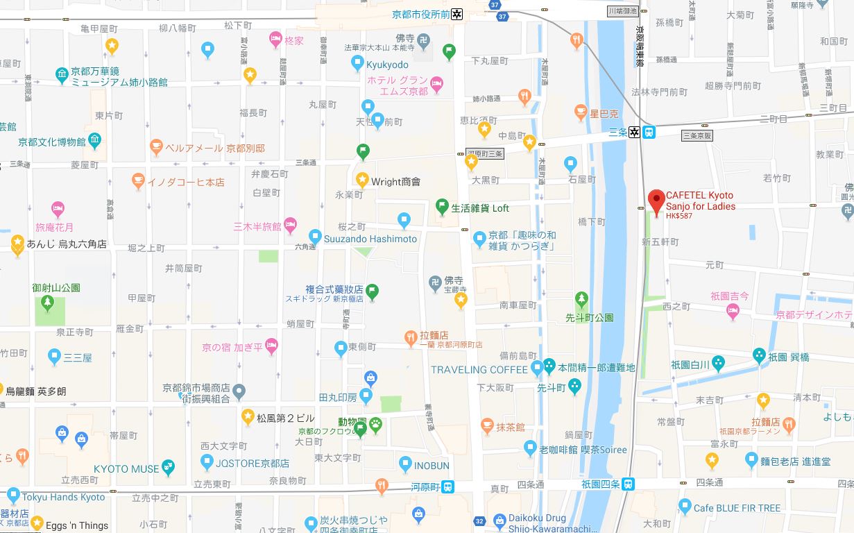 cafetel_map1 京都住宿 Cafetel |女生限定 Cafe + Hostel 概念旅舍試住報告